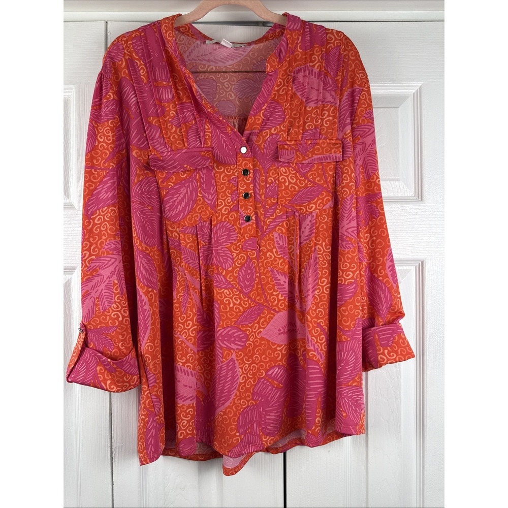 Juniper + Lime Blouse‎ Women's XL V-Neck Popover Half Sleeve Top Casual